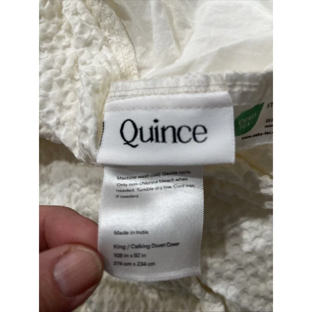 QUINCE ORGANIC LUXE HONEYCOMB DUVET COVER KING ~ CAL KING UNDYED|MSRP $114